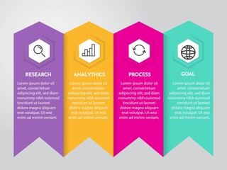 Business infographic template. geometric shape design with 4 number options for steps, illustrations vector.
