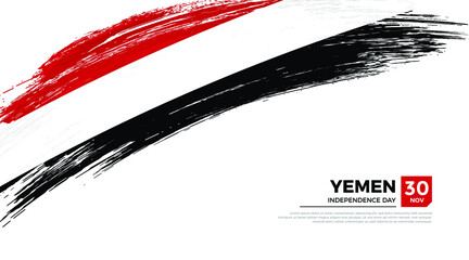 Flag of Yemen country. Happy Independence day of Yemen background with grunge brush flag illustration