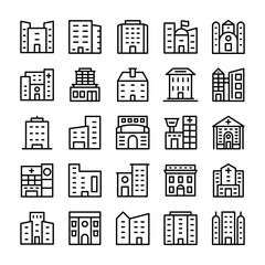 Buildings, Landmarks Line Vector Icons 1
