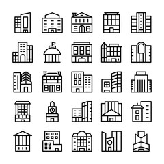 Buildings, Landmarks Line Vector Icons 9