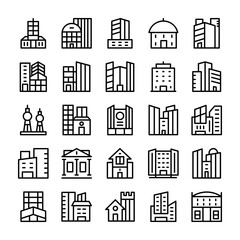 Buildings, Landmarks Line Vector Icons 10