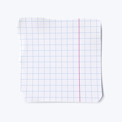 White note paper and notebook sheet on white background. Vector illustration. 