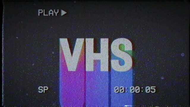 Color kinetic animation of the word VHS. Retro style 80s. The appearance and disappearance of a word.