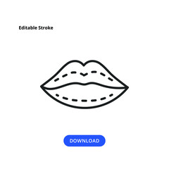 Beauty Injection Line Icon. Beauty Care Concept. Vector illustration Can be used for Topics Like Cosmetology, Clinic, Salon. Sensual Lips Icon. Trendy Flat style for graphic design, Aesthetic
