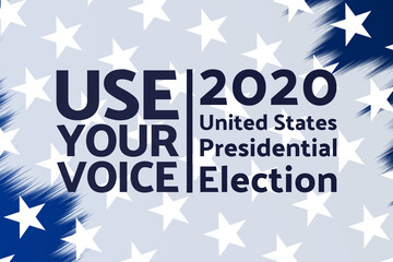 The 2020 United States Presidential Election concept. Template for background, banner, card, poster with text inscription. Vector EPS10 illustration.