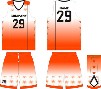 Custom Design Basketball uniform mockups templates design for basketball club t-shirt mockup for basketball jersey. Front view, back view and side view basketball shirt and shorts vector 
