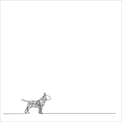 continuous line drawing of cute dog bull terrier