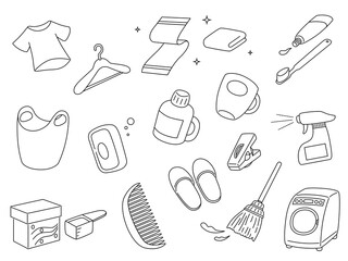 日用品の線画イラスト