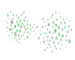 Business background made of falling dollar signs.