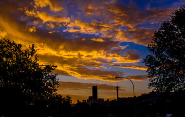 sunset over the city