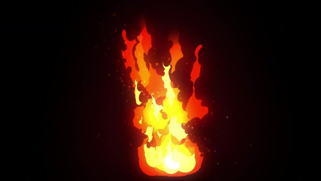 Cartoon Fire 4k. 2D Cartoon FX Element. Glow effect. Fire Explosion 2d Animation