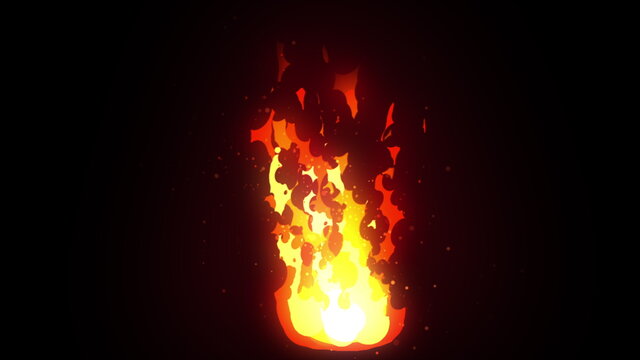 Cartoon Fire 4k. 2D Cartoon FX Element. Glow effect. Fire Explosion 2d Animation