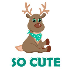 its a boy elk. So cute elk. Can be used for kid's clothing. Use for print, surface design, fashion wear. Adorable  character for design of album, scrapbook, card and invitation