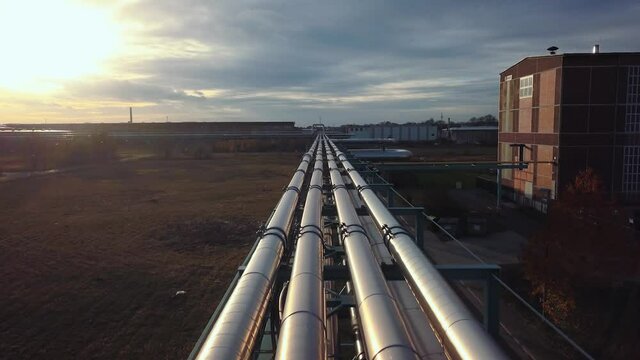 Flythrough Of Natural Gas Pipeline Or Petrol Oil Pipe or Refinery Oil Pipe