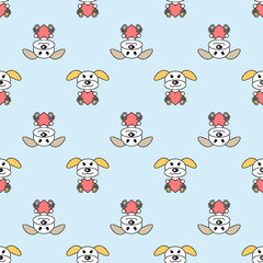 Seamless pattern with dogs. Vector background for kids