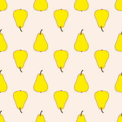 Seamless pear pattern.  Vector. Cartoon background for kids
