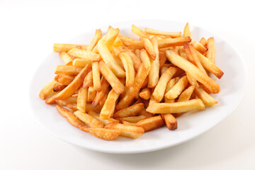 plate of french fries on white