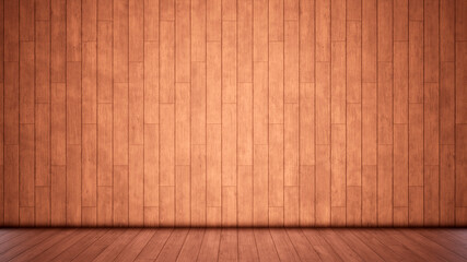 Concept or conceptual vintage or grungy brown background of natural wood or wooden old texture floor and wall as a retro pattern layout. A 3d illustration metaphor to time, material, emptiness,  age 