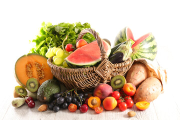 assorted of fruit and vegetable in wicker basket