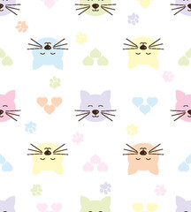 Seamless Pattern Cats.  cartoon cat background. Good for  wallpaper, design for fabric and decor. 