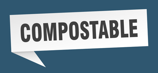 compostable banner. compostable speech bubble. compostable sign