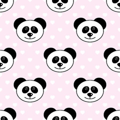 Panda seamless pattern.  cartoon Panda background. Good for  wallpaper, design for fabric and decor. 
