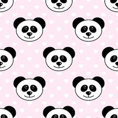 Fototapeta premium Panda seamless pattern. cartoon Panda background. Good for wallpaper, design for fabric and decor. 