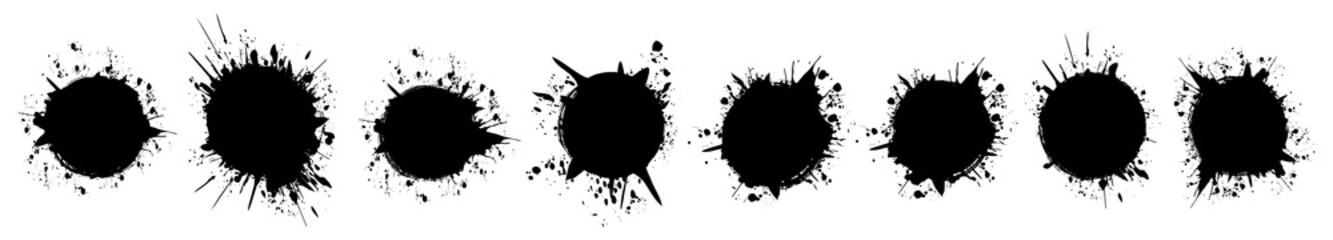 round brush painted circle banner on white background	
