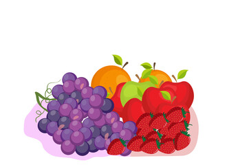 A variety of fresh exotic fruits, healthy to eat and good for the body. vector illustration of fruits