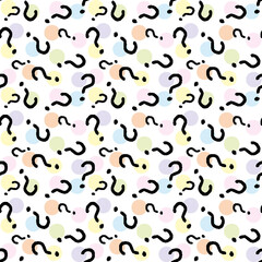 Question marks seamless pattern . question hand drawn background. 