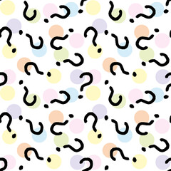 Question marks seamless pattern . question hand drawn background. 