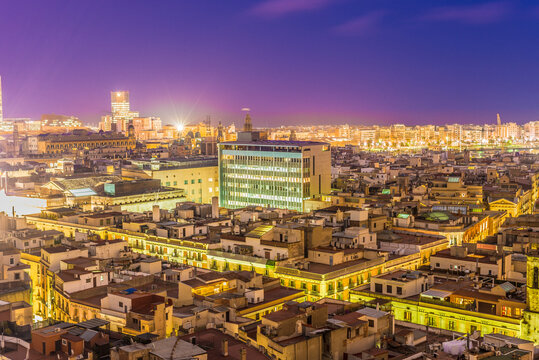 Barcelona from Santa Maria del Pi church, Spain