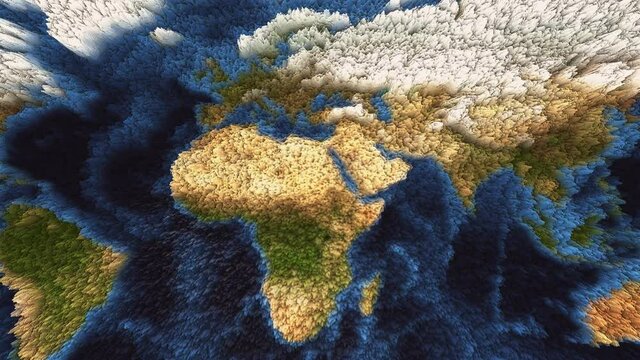 Slow panning animation of the World Map with an undulating animation. Background imagery courtesy of NASA