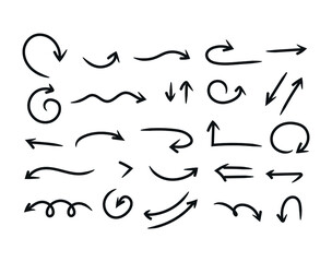 Doddle arrow set, collection of hand drawn arrows, vector set.