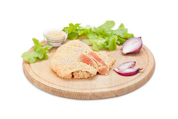 Crispy Raw Chicken boneless drumstick breaded with sesame