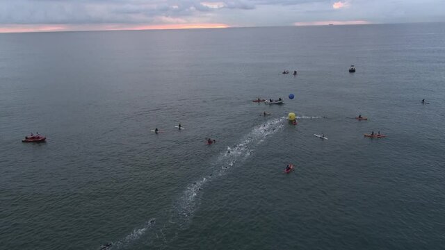Aerial drone Garmin Barcelona Triathlon 2013 sports beach bike running swimming sea