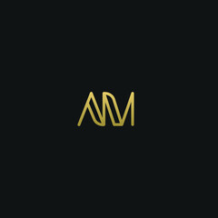 Creative Minimal  Geometric style AM MA A M letter icon logo