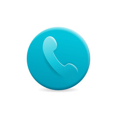 Phone icon in 3D style  - call center logo or contacts pictigram - isolated vector sign