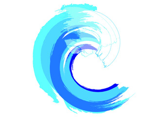 Grunge Wave Logo Element. Surfing Icon . Brush Stroke . Vector Illustration. 