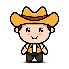 Cute farmer mascot design illustration