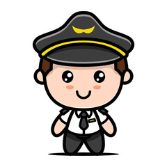 Simple cute pilot mascot design illustration vector template