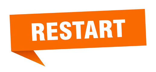restart banner. restart speech bubble. restart sign