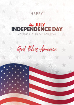 4th July. Fourth July. Independence day of USA. Banner with american flag.