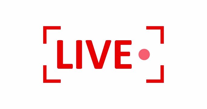 Live Stream sign. Red symbol, button of live streaming, broadcasting, online stream emblem. Alpha channel. For tv, shows and social media live performances