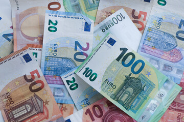 European currency money euro banknotes, credits, leasing. Saving money and banking business concept of financing or bankruptcy