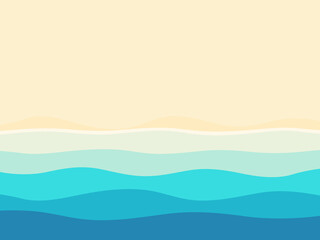 Fototapeta na wymiar Abstract blue sea and beach summer background with waves and white cope space. Vector illustration