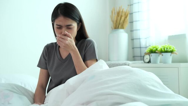 Asian women are sick, She feels sore throat, GERD, Squeamish