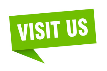 visit us banner. visit us speech bubble. visit us sign