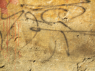 Shabby building facade with damaged plaster. Empty old wall texture. Painted distressed wall surface. Grungy wide concrete wall. Grunge stonewall background. Abstract web banner. Great texture