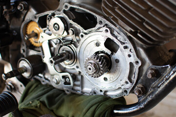 Cogs inside the motorcycle engine